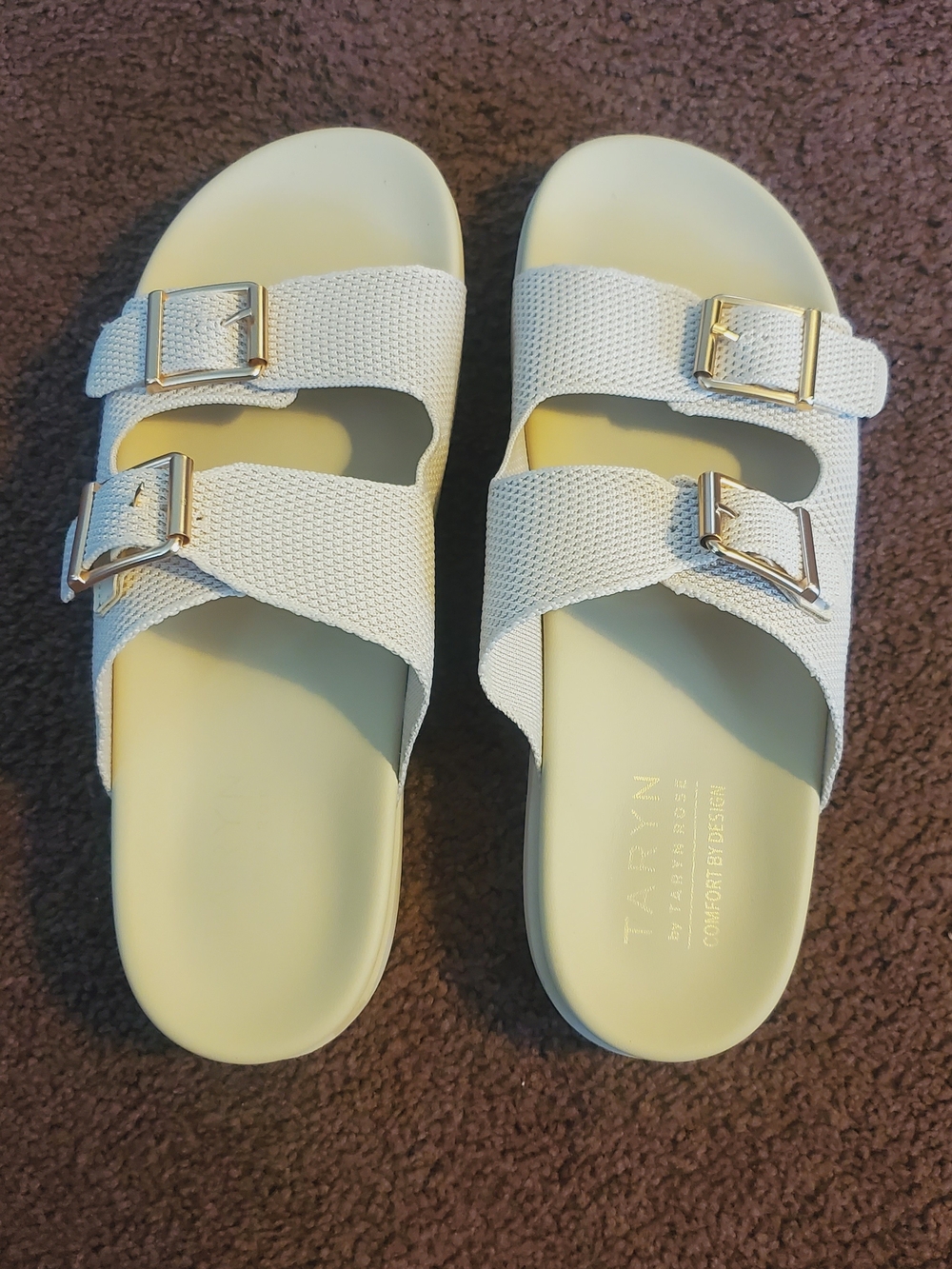 Taryn Rose Double Buckle Slide Sandals Size 10